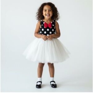 Disney Little Girls Minnie Mouse Polka Dot
& Mesh Dress